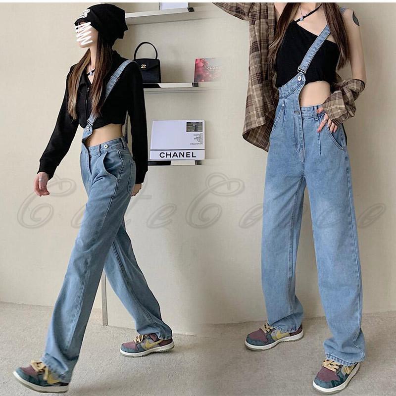デニムサロペット レディース 斜め掛け オーバーオール オールインワン ワイドパンツ 長ズボン ガウチョ 可愛い 春 夏 秋 冬 カジュアル きれいめ