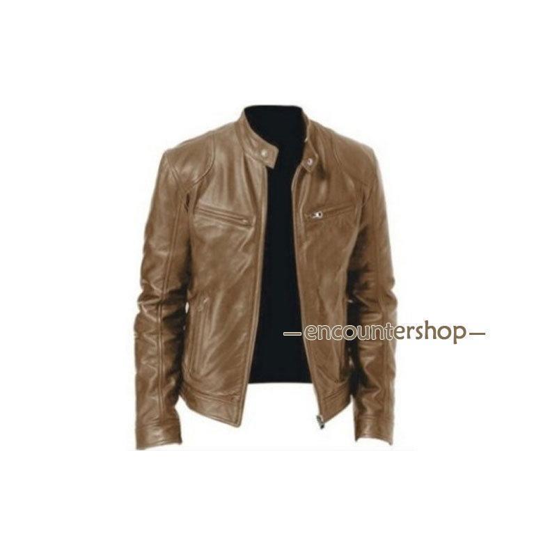 レザー メンズ 秋冬 アウター 革ジャン PU ライダース テーラード レザーコート 立ち襟 おしゃれ 防寒