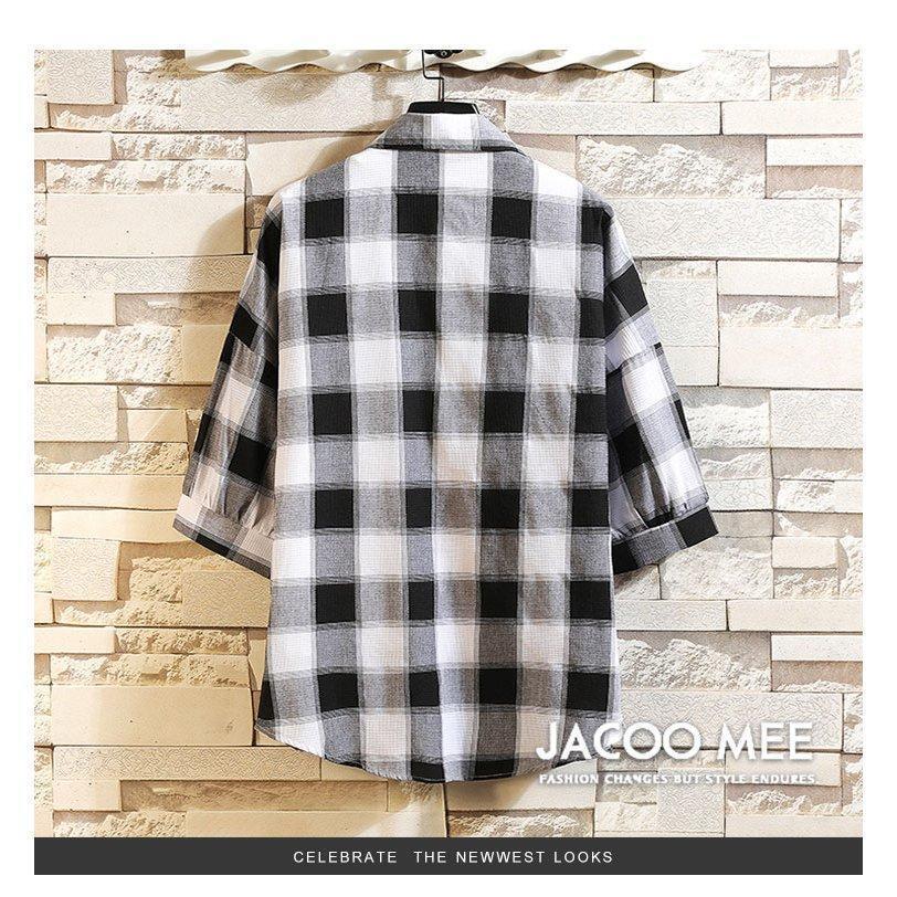 メンズ半袖シャツ綿シャツチェック柄トップスワイシャツ開襟シャツコットンカジュアルシャツ夏物大きいサイズ新作ファッション