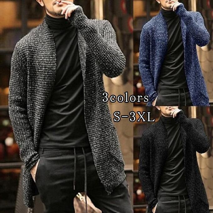 カーディガン メンズ 長袖 ニット トップス ロングカーデ コート ロング丈 コーディガン アウター ゆったり カジュアル おしゃれ 春 秋 新作