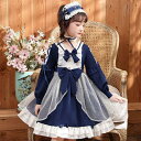 3点セット 子供ドレス ロリータ キッズ ワンピース ロリータ風ワンピ 女の子 メイド服 コスプレ コスチューム ギフト 裏起毛 クリスマス 髪飾り付き ロング...