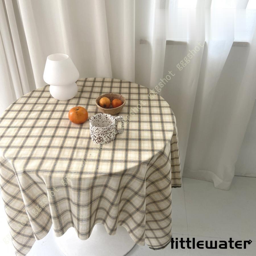 チェック テーブルクロス 円形 コットンリネン テーブルマット 長方形 吸水 耐熱 防カビ 家庭用 汚れ防..