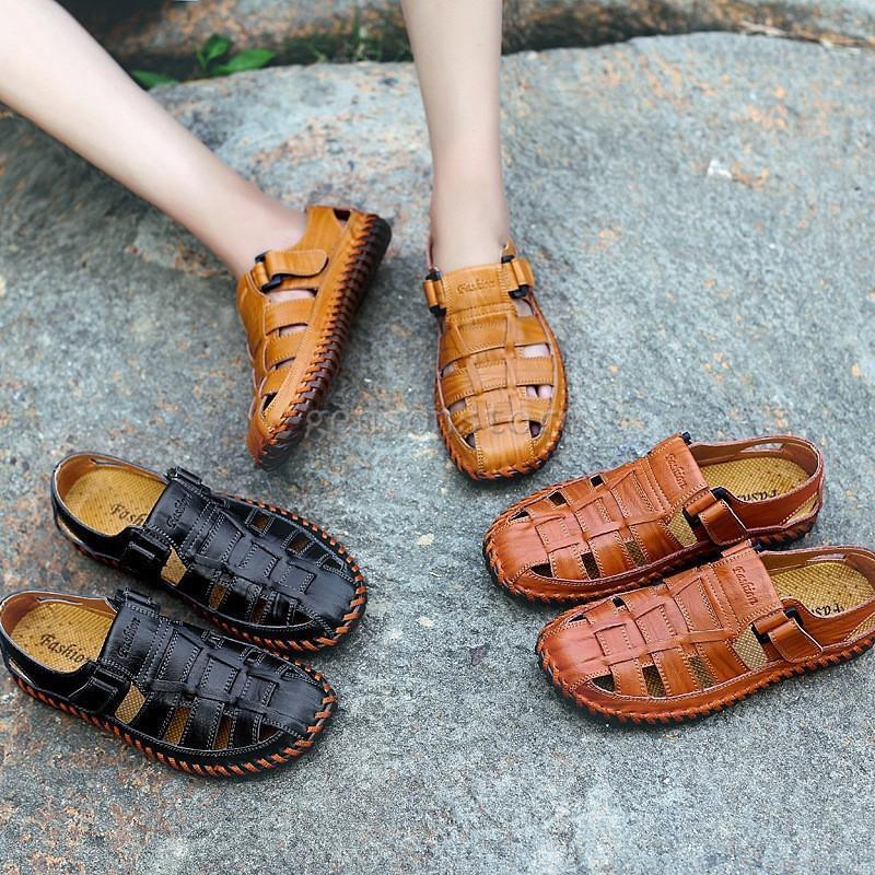 スポーツサンダル メンズ アウトドア 本革サンダル カジュアル メンズ スリッポン 通気 滑り止め ビー..