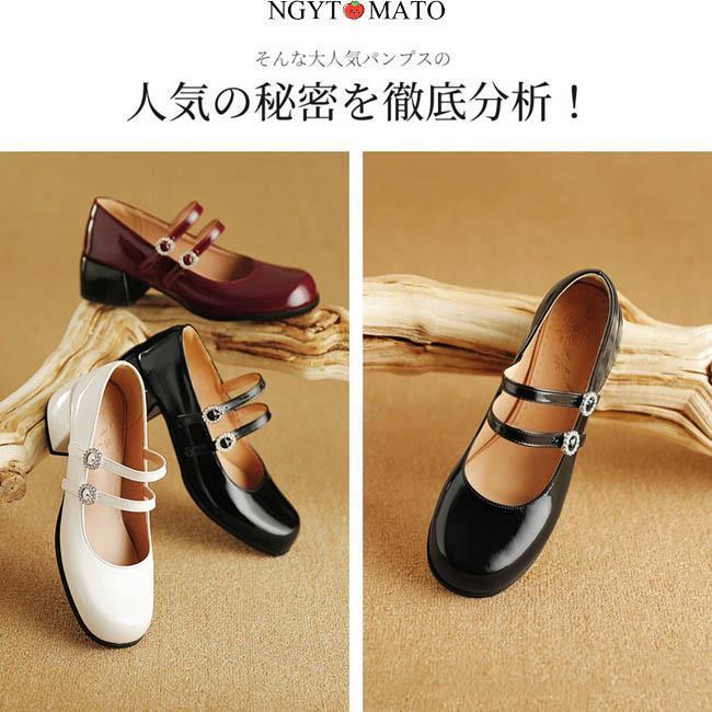 サンショウストアのパンプス レディース 太めヒール ストラップ メリージェーンパンプス ダブルベルト おしゃれ カジュアル 美脚 大人 結婚式 履きやすい 歩きやすい｜アングル3