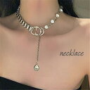 ネックレス レディース アクセサリー ビジュー ラインストーン 大ぶり ベルト風 大きめ かっこいい クール チェーン ギフト プレゼント