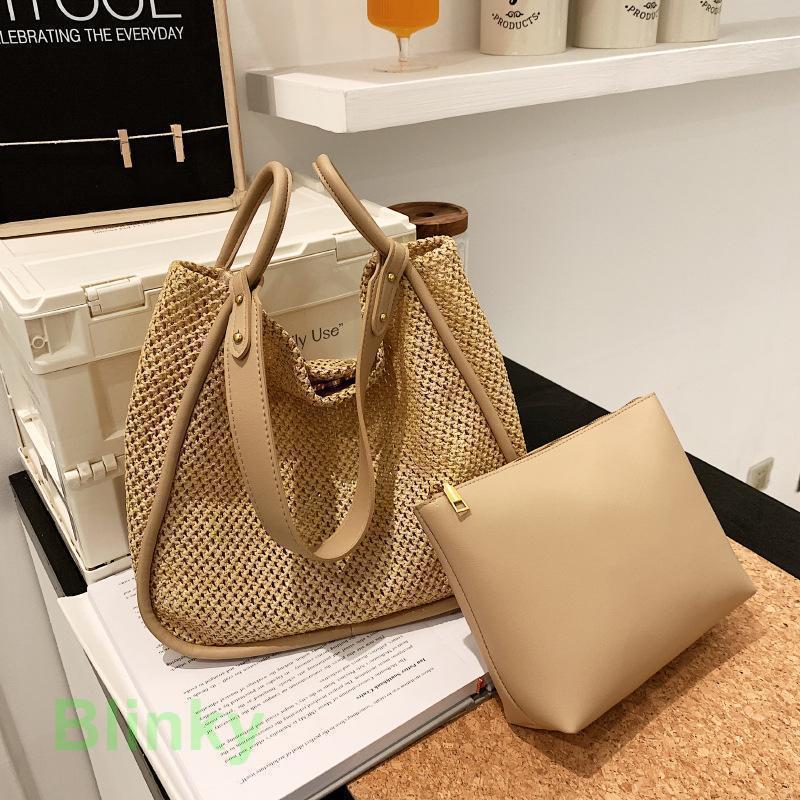 トートバッグ レディース 肩掛け かごバッグ 上品 ストローバッグ 夏 軽量 大容量 編み込み 女性 マザ..