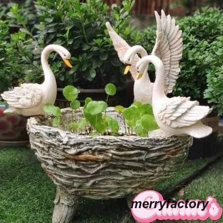 ガーデンオブジェ 白鳥 オーナメント 庭 飾り 装飾