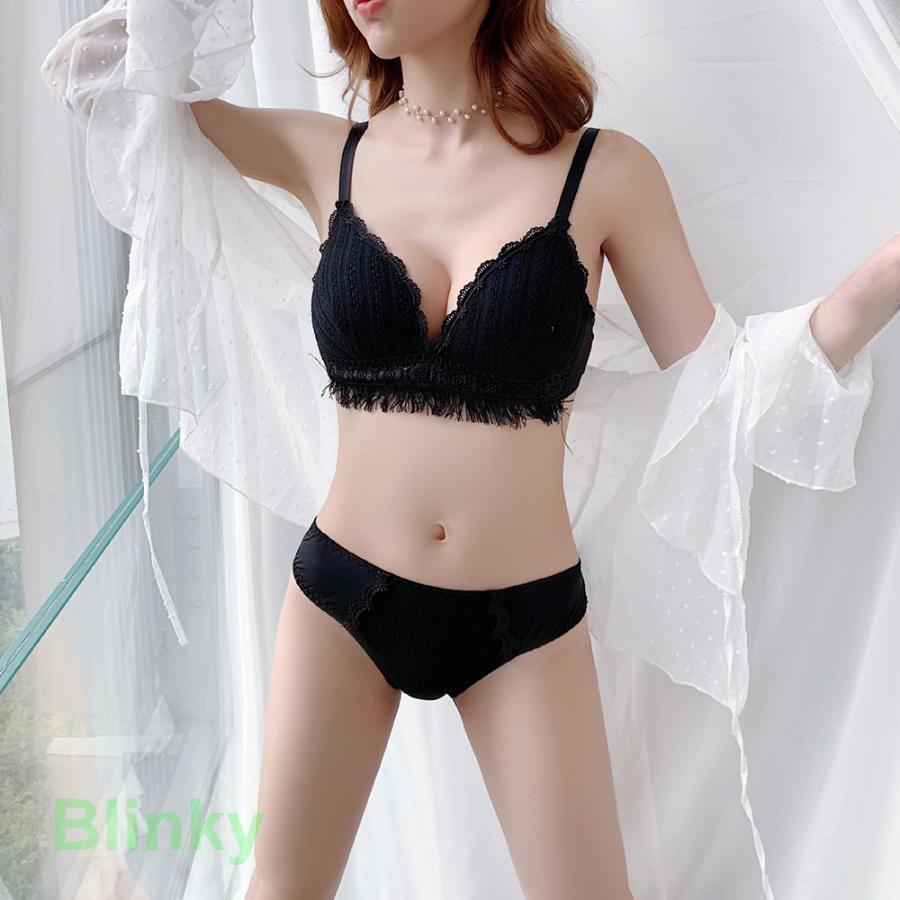 ランジェリー セット 大人可愛い ブラジャー ショーツ セット ノンワイヤー 谷間 下着 美胸 上下セット