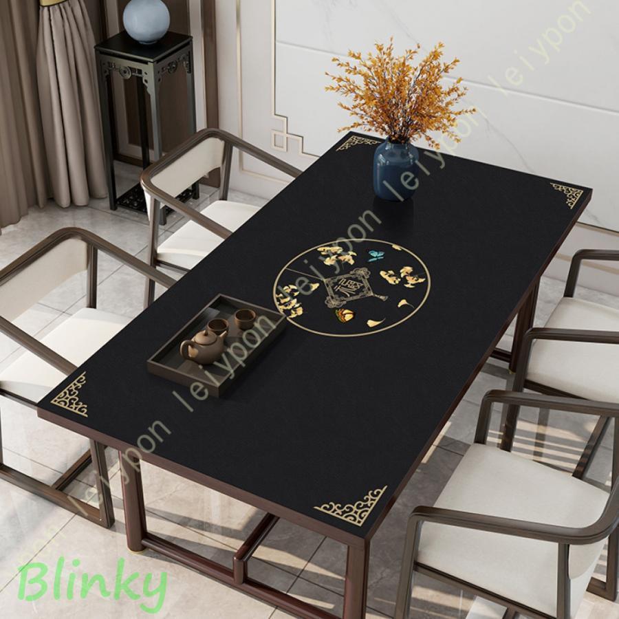 レザー テーブルマット テーブルクロス デスクマット ビニールマット テーブルカバー 黒 ビニール シンプル 大きい 長方形 正方形 防水 撥水 耐熱 耐久