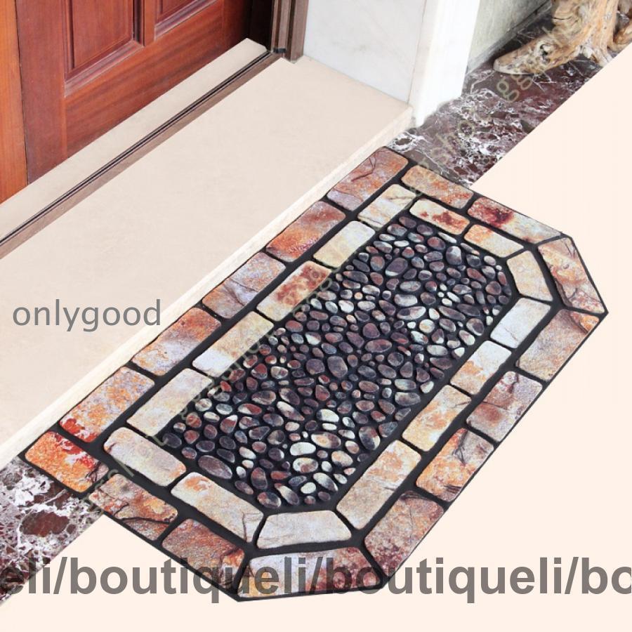 屋外 玄関 マット おしゃれ 北欧 石タイル調の階段マット ゴム製 オーロラタイプ 石目柄 洗える 薄い 泥落とし ラバー 雪 滑り止めマッ..