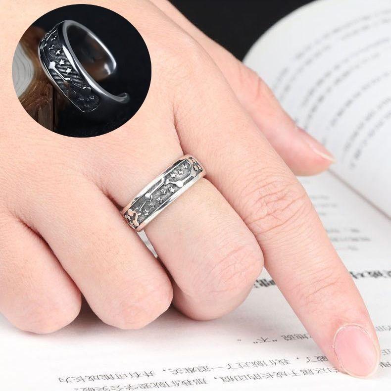 指輪 リング メンズ ユニセックス 男女兼用 アクセサリー オープンリング 太め 北斗七星 星 スター シルバーカラー かっこいい おしゃれ カジュア