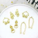 2ケ 手 イニシャル チャーム パーツ 金具 ピアス パーツ アクセサリー ゴールド カン付 DIY材料 手作素材 手芸ピーズ