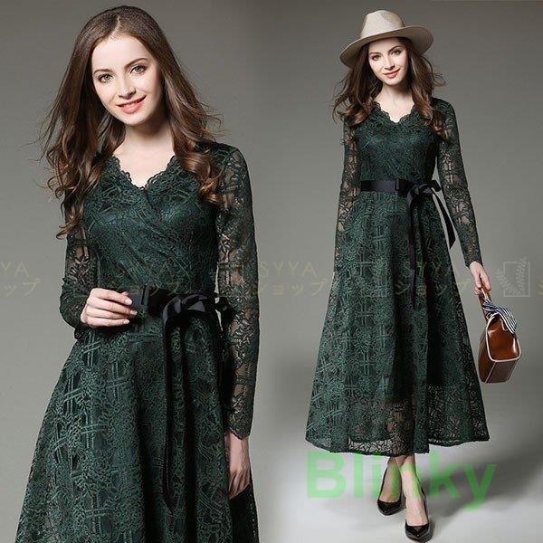 パーティードレス 結婚式 40代 20代 ロング丈 袖あり 長袖 韓国風 大きいサイズ フォーマルドレス レースワンピース お呼ばれ 二次会 披露宴 謝恩会 上品 着痩せ