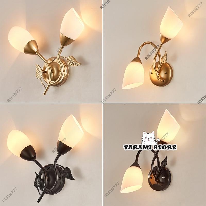 ブラケットライト 壁付け おしゃれ 北欧 ガラス お花 LED対応 ウォールランプ 間接照明器具 寝室 玄関 廊下 和室 階段 台所 カフェ風 E26 壁掛け灯 [2]