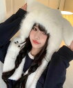 韓国風 暖かい ラビット耳冬用帽子 レディース おしゃれ 小顔帽子 耳付き ふわふわ 防寒ぼうし