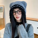 秋 耳あて 小顔効果 ニット帽 ニットキャップ ニットキャップ 耳付き 厚手 暖かい もこもこ ふわふわ