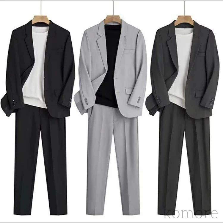 カジュアルスーツ スリム 卒業式 メンズ 2点セット 男子 ビジネス 通学 スーツ