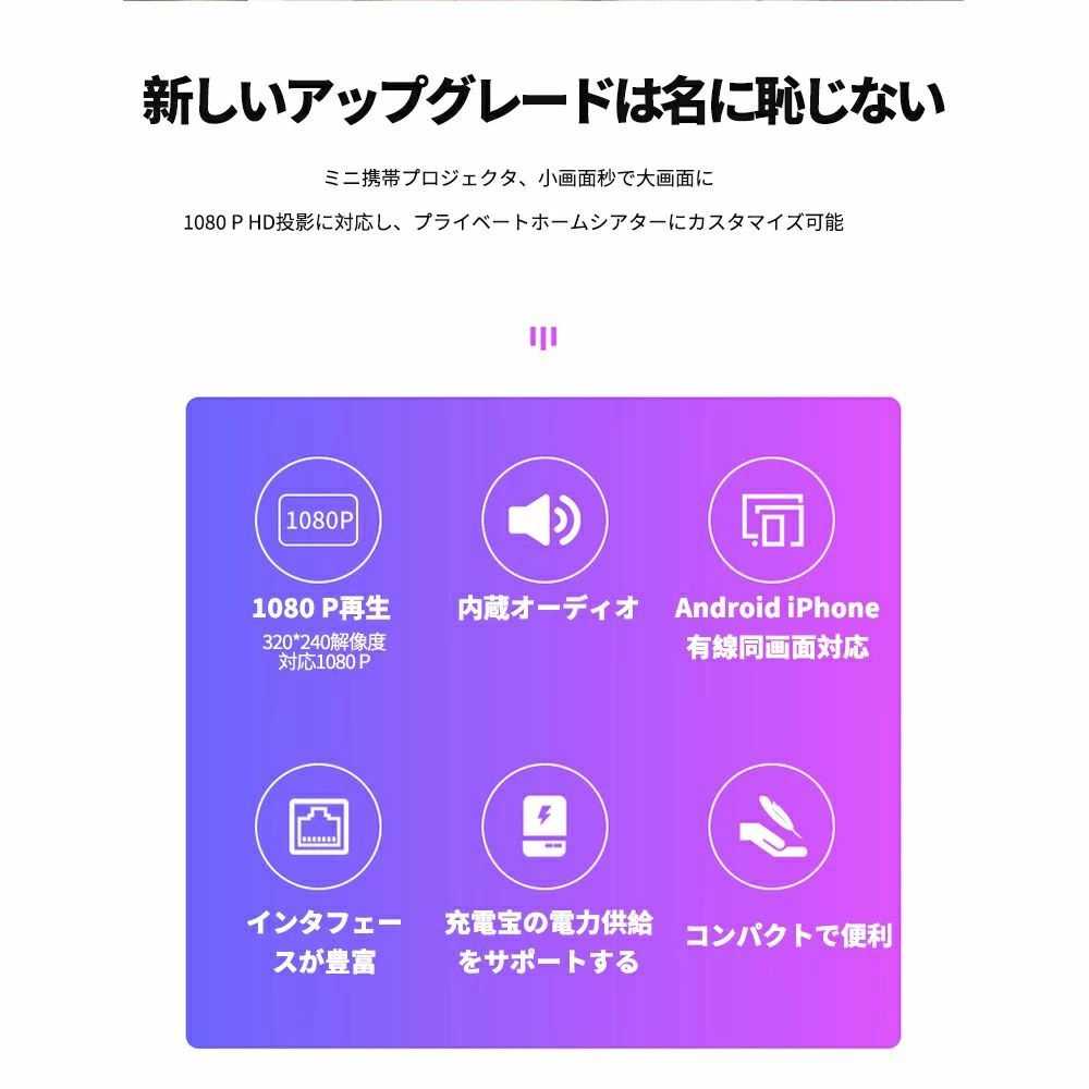 家庭用 小型 1080P Android iPhone PC ホームシアター 5G wi-fi 6 対応 簡単設定 自動台形補正 短距離投影