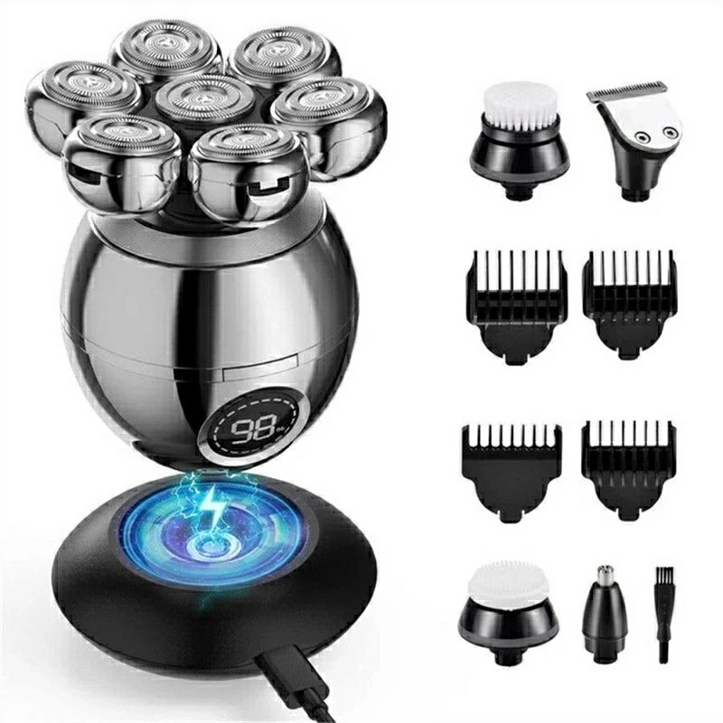 Type-C充電 鼻毛カッター バリカン 防水 回転式 LCDディスプレイ ひげそり 電気シェーバー 6in1