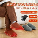 【5秒で感熱!歩き回れる電気足温器】6000mAh バッテリー 電気スリッパ コードレス 両面発熱 足温器 2個小型モバイルバッテリー付き フットウォーマー 3段階調整切替 NTC温度制御 暖かい 柔らかい 滑り止め 移動可能 男女兼用 室内 自宅/職場用