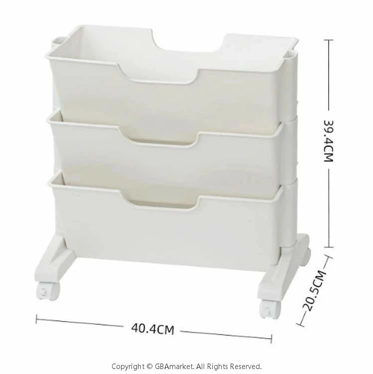 雑誌収 ファイル立て 収納棚 書類整理 文房具収納 小物収納 移動 棚 本棚 キャスター 3段 スリム マガジンラック [3]