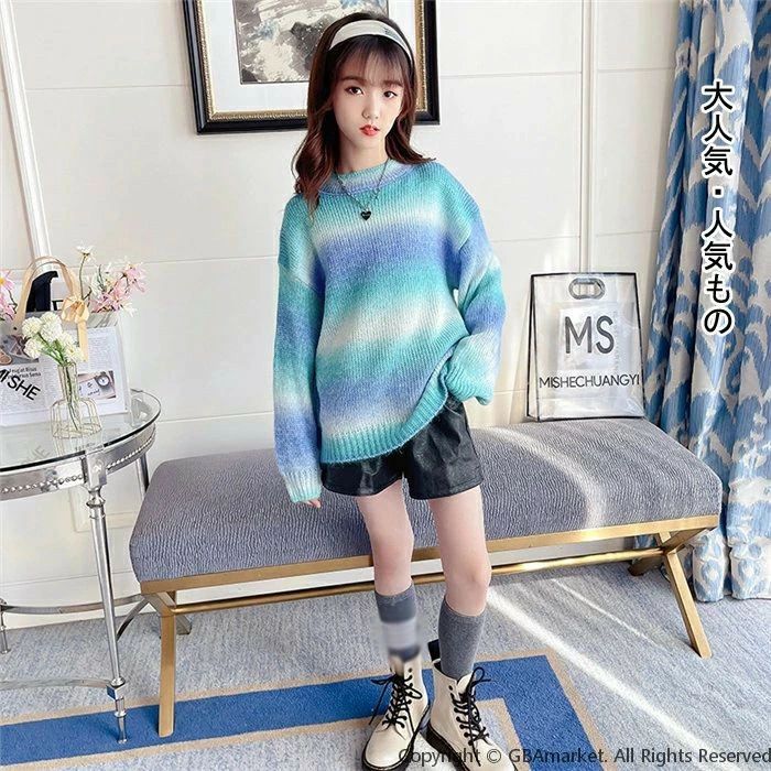 お出かけ 冬 秋 キッズ トップス セーター コールドに対応暖か トップス クルーネック 子供 セーター 2色 お洒落 女の子