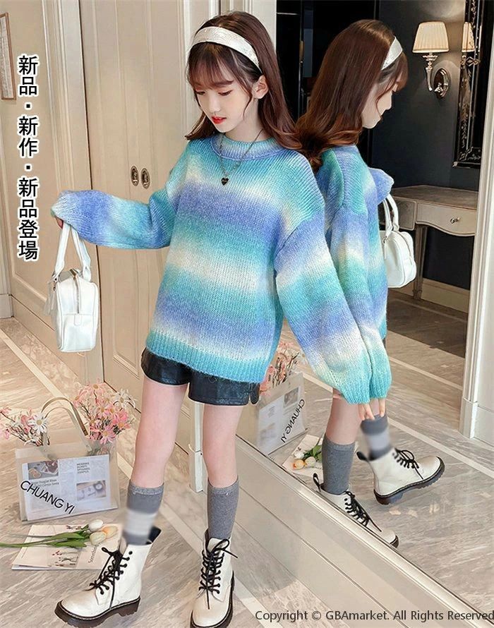 お出かけ 冬 秋 キッズ トップス セーター コールドに対応暖か トップス クルーネック 子供 セーター 2色 お洒落 女の子