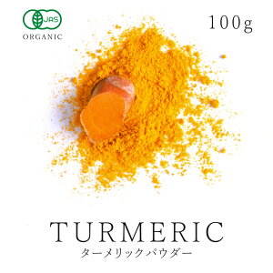 高品質 有機 ターメリックパウダー 粉末100g オーガニック 有機JAS認証ウコン うこん茶 ウコン茶 ゴールデンミルク スパイス ハーブ 送料無料