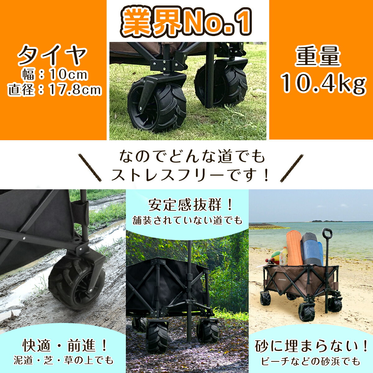 キャリーカート 折りたたみ 容量120L 耐荷重100kg キャリーワゴン コンパクト アウトドアワゴン 収納 キャリー 4輪 大型タイヤ アウトドア レジャー スポーツ 簡単 持ち運び 便利 台車 キャンプ用品 丈夫 荷台 Airbike通販格安セール情報 楽天 通販