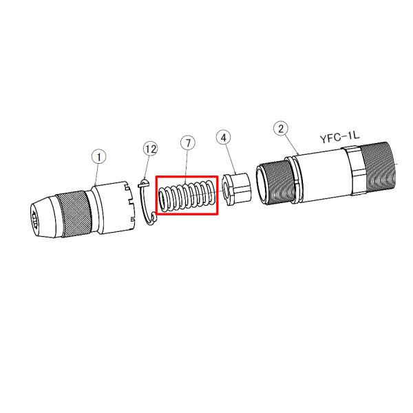 吉田工作所 ホルダースプリング チッパー YFC-1L用交換部品 HA00150700 Yoshida Tools赤枠線部品です。吉田工作所 ホルダースプリング チッパー YFC-1L用交換部品 HA00150700 Yoshida Tools