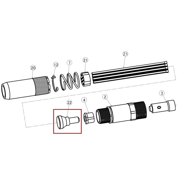 吉田工作所 ニードルシャンク ニードルスケーラ YFC-1L用交換部品 HA00352200 Yoshida Tools赤枠線部品です。吉田工作所 ニードルシャンク ニードルスケーラ YFC-1L用交換部品 HA00352200 Yoshida Tools