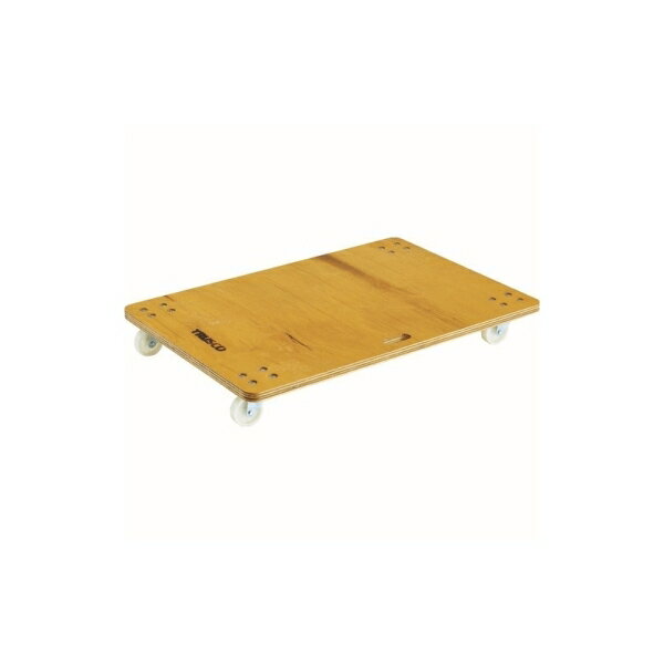 トラスコ中山（株）特長・木製合板にナイロンキャスターを取り付けているため重量が軽く持ち運びに便利です。・ナイロンキャスターは再生ナイロン100%を使用しています。商品スペック仕様・規格 ・完成品・自在キャスター4個・均等荷重(kg)：100・長さ(mm)：900・幅(mm)：600・高さ(mm)：115・板厚(mm)：24・キャスター径(mm)：75・組立目安：-・取替キャスター(自在)：TYJ-75N材質 ・荷台:木製合板・キャスター金具:スチール・車輪:ナイロン質量：9.1kg 注意事項 ・木製の為、ロットによっては色目が多少違ってくることがあります。あらかじめご了承ください。製造国 日本