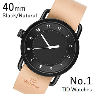 商品画像：サンテクダイレクトで人気のTID01-40BK-N TID Watches No.1 Black 40mm BK case/BK dial Wristband Natural Leather 腕時計 レディース メンズ ブランド 北欧 時計 北欧デザイン ウォッチ ブランド時計 ブランド腕時計