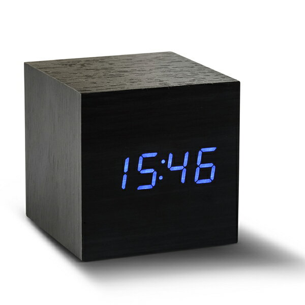 GINGKO ギンコー キューブクリッククロック ブラック/ブルーLED 置き時計 日付表示 温度表示 インテリア おしゃれ テーブルクロック GK08B10 GNK030008