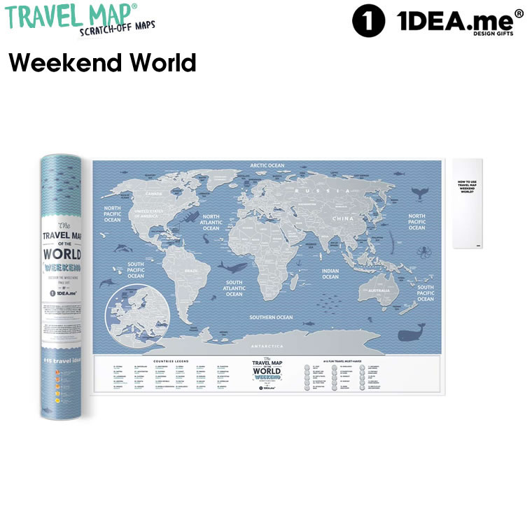 【最大2000円クーポン配布中】1DEA.me Travel Map Weekend World 世界地図 ポスター スクラッチ インテリア 国 マップ アイデアドットミー IDEA009 ※スクラッチャーは付属していません