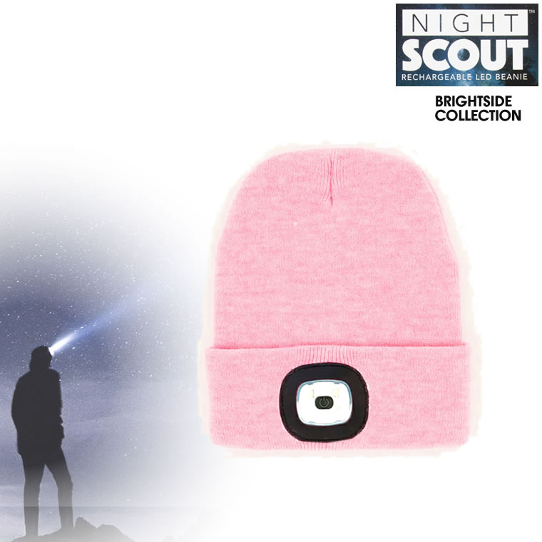 【最大1500円クーポン配布】NIGHT SCOUT ナイト スカウト LED Beanie Pink アクリルニット帽 ピンク LEDライト ニット帽 メンズ レディース USB充電式 防寒 LEDライト付き ランニング キャンプ アウトドア ウォーキング ヘッドライト KNS0006 【あす楽/土日祝対象外】