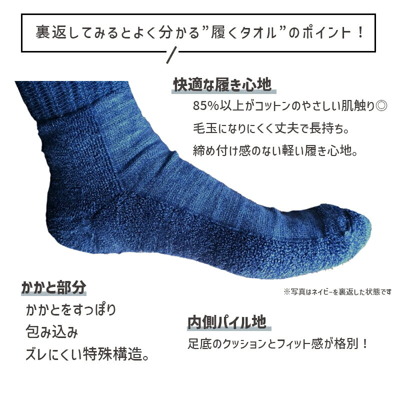 (どれでも3点で送料無料：kontex 靴下) コンテックス 履くタオル mix パイル 靴下 ...