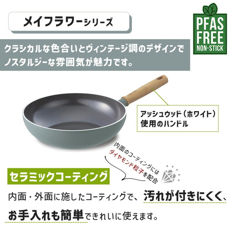 ウォックパン 深型フライパン 28cm メイフラワー IH・ガス火対応 GREENPAN フッ素不使用 調理器具 キッチン用品 CC001904-001 グリーンパン 2