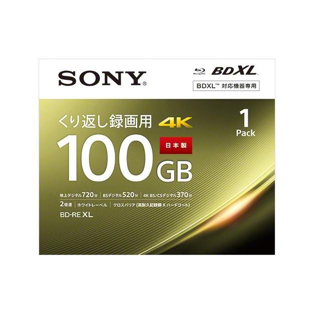 ビデオ用 BD-RE 3層 100GB 2倍速 インクジェット対応ワイドプリントエリア (1枚パック) BNE3VEPJ2 SONY ソニー 記録メディア ビデオ用ブルーレイディスク 大容量「BDXL（TM）」対応 インクジェット対応（ワイドプリントエリア）（BD-RE 3層：2倍速） 記憶容量：100GB（3層）