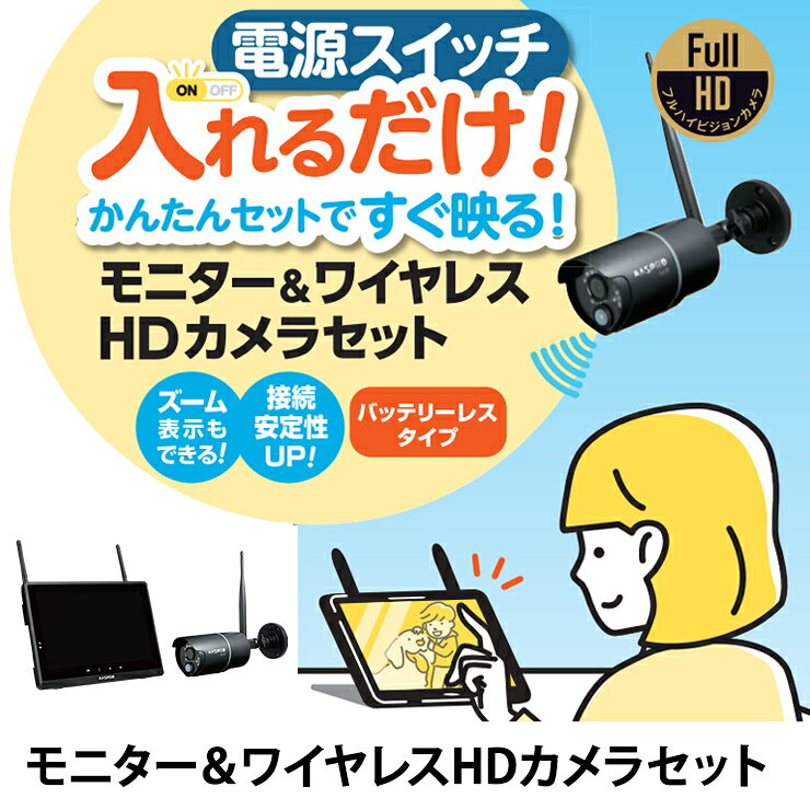 モニター(10.1インチ)・ワイヤレスHDカメラセット WHCBL10M4 MASPRO マスプロ