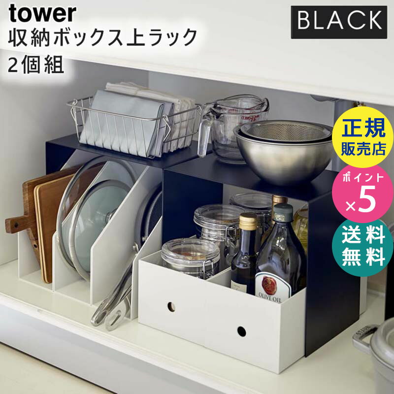 tower タワー 収納ボックス上ラック 2個組 ブラック 黒 5038 コの字ラック デッドスペース スチール シンク下 洗面所 本棚 小物整理 収納 山崎実業 タワーシリーズ 05038-5R2 KT-TW KP BK【RSL】