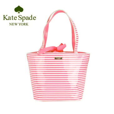 ケイトスペード kate spade レディース トートバッグ ストライプ柄 パテントレザー (ピンクxクリーム) 通勤 大学 学生 就職 仕事 卒業式 入学式 WKRU1395 (送料無料)