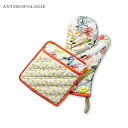 アンソロポロジー　anthropologie オーブンミット＆ポットセットホルダーホワイト×オレンジ花柄マルチ ナチュラル キッチン キッチン用品・食器・調理器具 ミトン 鍋つかみ 新婚 新生活 一人暮らし プレゼント 母の日 おしゃれ かわいい