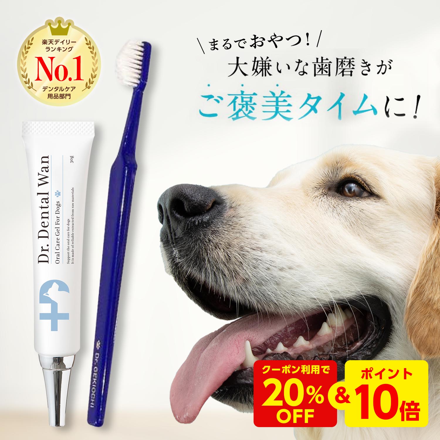 【お買い物マラソン限定★20%OFFクーポン＆P10倍】ドクターデンタルワン 30g 1ヶ月分 犬 歯磨き 歯磨きジェル はみがき 歯石 犬口ケア 歯ブラシ 小型犬 愛犬歯磨き 愛犬デンタルケア 簡単 はみがき 歯垢 14種 乳酸菌配合 歯石とり 歯磨きペースト 歯石除去 ペット