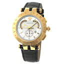 ヴェルサーチェ VERSACE 時計 ウォッチ メンズ V-レースクロノグラフ 替えベゼル2個付 23C80D002S009 ホワイト文字盤 腕時計 男性 ラウンド 円形 ヴェルサーチ ベルサーチェ ベルサーチ ピンクゴールド レザーベルト 本革ベルト クロコ調 おしゃれ ブラック カレンダー 日付(2)