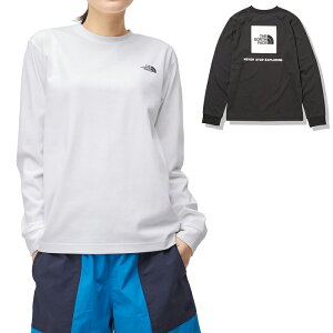 ノースフェイス THE NORTH FACE ロングスリーブバックスクエアロゴティー L/S Back Square Logo Tee 長袖Tシャツ NTW32343 レディース 国内正規品 リサイクルポリエステル コットン混紡 ニット素材 速乾 シンプル バックプリント ホワイト ブラック