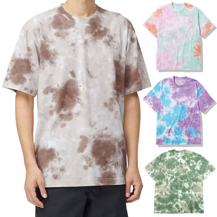 ノースフェイス THE NORTH FACE ショートスリーブタイダイティー S/S Tie Dye Tee 半袖Tシャツ タイダイ柄 絞り染め NT32251 メンズ 国内正規品 ニット生地 速乾 総柄 アウトドア キャンプ クルーネック 丸首 マルチカラー パープル系 ブラウン系 カーキ系