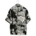 楽天サントノーレアミリ AMIRI シャツ 半袖 HIBISCUS TIKI BOWLING SHIRT ボーリングシャツ アロハシャツ ハイビスカス 花柄 ブラック SS22MSS009 メンズ 男性用 トップス 総柄 バンブー グラフィック プリント ボタン留め シルク100％ イタリア製 バケーション 開襟 オシャレ ブランド