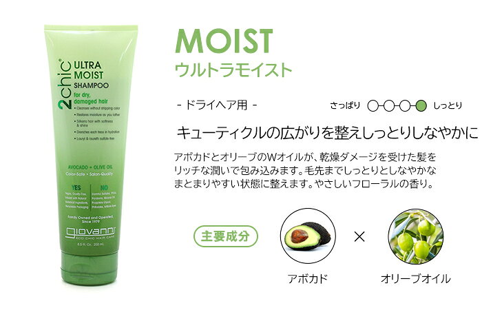 ジョバンニ giovanni 2chic ツーシック シャンプー 250ml スリーク モイスト ラグジュリアス リリーブ リヴァイブ フリッズビーゴーン リペアリング ダメージケア 補修 ドライヘア 保湿 しっとり スパトリートメント オーガニック 【並行輸入品】 santnore-10252448 サントノーレ サンプル画像3