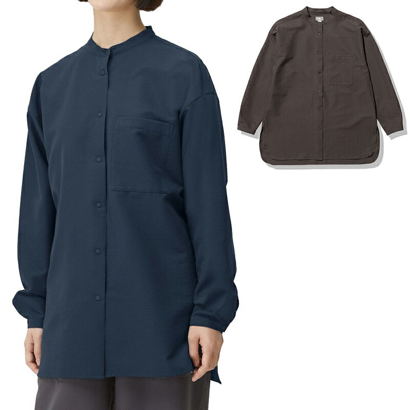 楽天サントノーレノースフェイス THE NORTH FACE シアサッカーオーバーシャツ Seersucker Overshirt 長袖シャツ NRW12361 レディース 国内正規品 オーバーサイズ ゆったりシルエット メッシュ調生地 軽量 ストレッチ はっ水加工 シワになりにくい イージーケア 紫外線カット